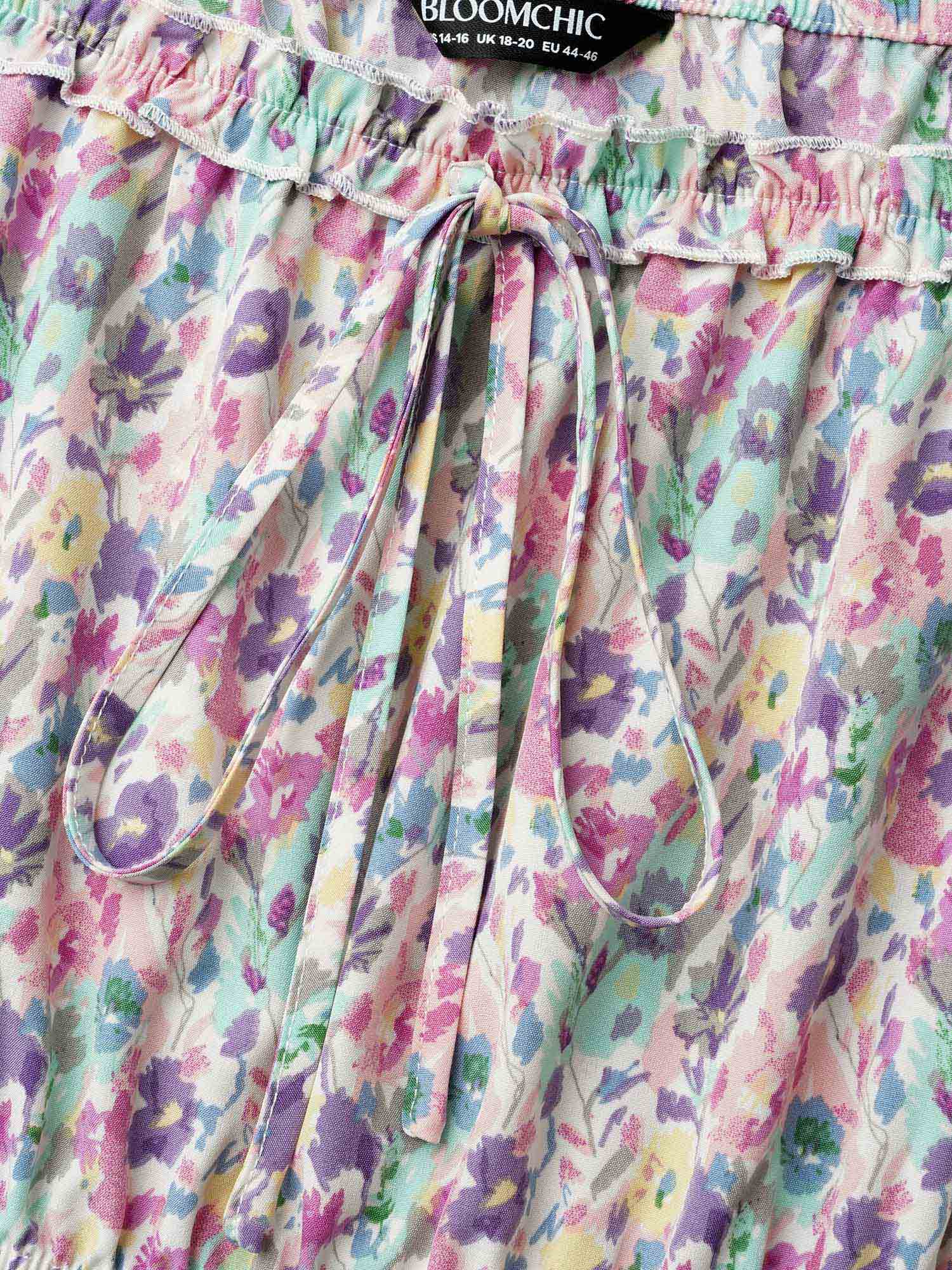 Smocked Waist Floral Ties Tiered Maxi Dress