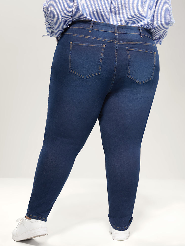 Skinny Extremely Stretchy High Rise Dark Wash Distressed Jeans